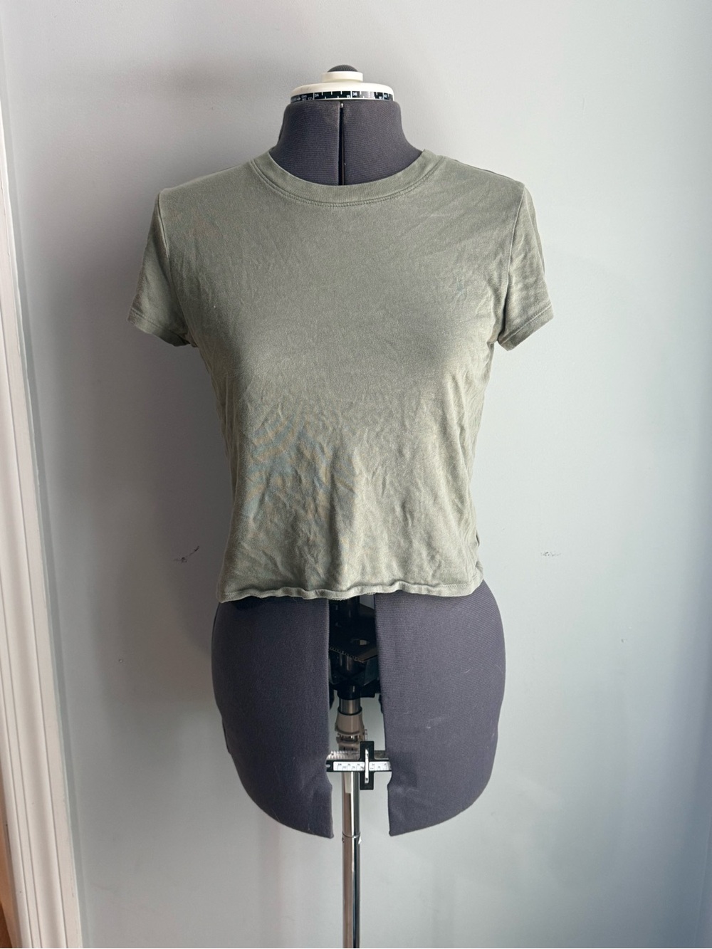 American Eagle Outfitters Olive Green Crewneck Crop Tee